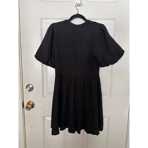 Nobody’s Child Dress Womens 6 Starlight Short Puff Sleeves V-Neck Mini Black - Picture 6 of 6